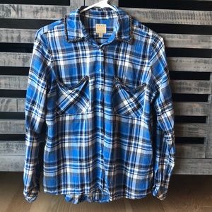Guess embroidered flannel top